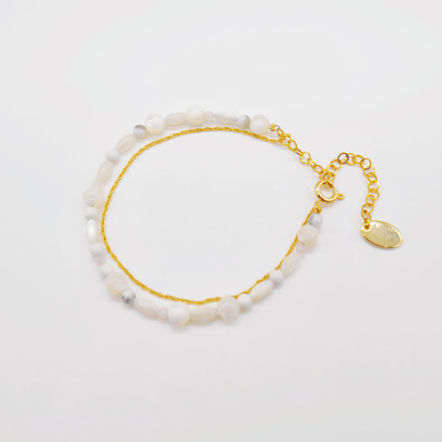 Natural stone double bracelet